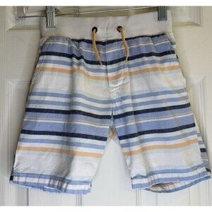 U.S. Polo Assn. Boys Striped Shorts M 5/6 Drawstring Waist 100% Cotton Casual